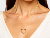 14k Yellow Gold Necklace with Reversible Heart Pendant