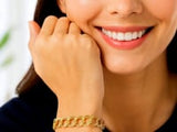 14k Yellow Gold Solid Double Link Charm Bracelet (8.00 mm)
