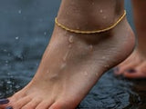 14k Yellow Gold Singapore Anklet 1.5mm
